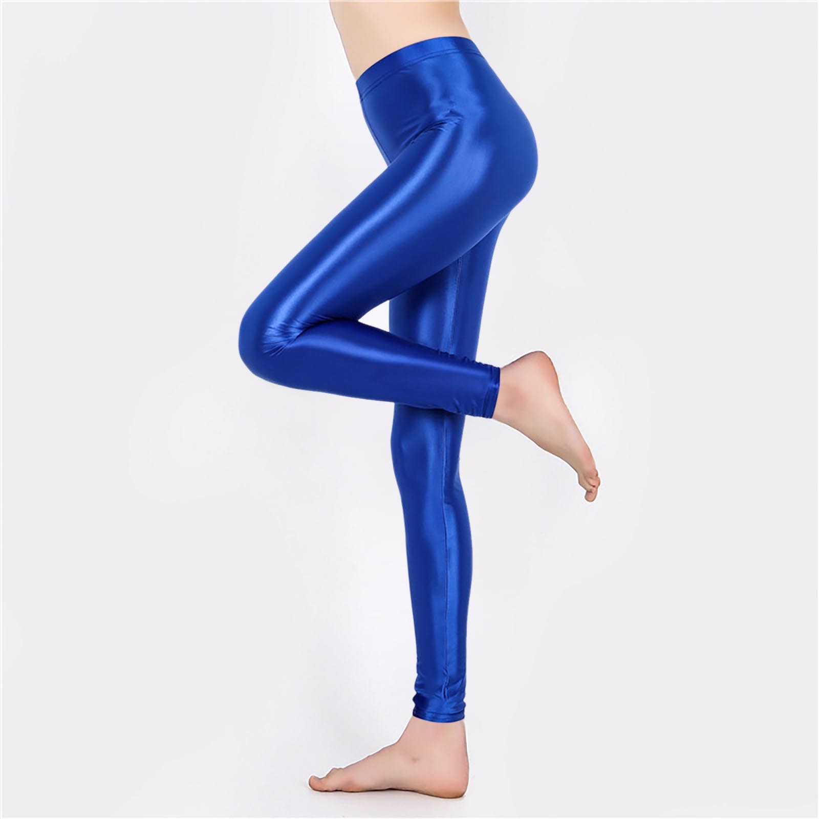 thumbnail image 5 of Leggings brillantes de entrenamiento de cintura alta para tallas grandes - 76 % nailon, alta elasticidad, aptos para yoga/baile - Tallas M-XL con tolerancia de medición de 1 pulgada, 5 of 5